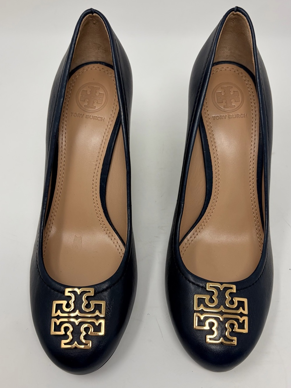 Tory Burch Navy Blue Wedge Pumps – Like New